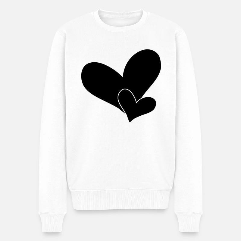 Herz - Männer Premium Bio Pullover - Weiß