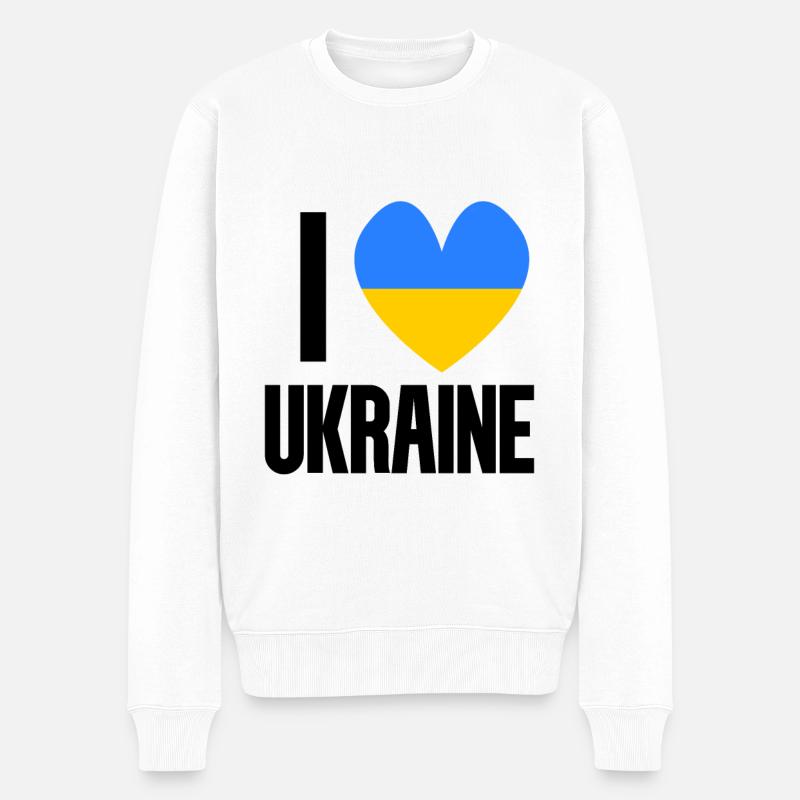 Ukraine - Männer Premium Bio Pullover - Weiß