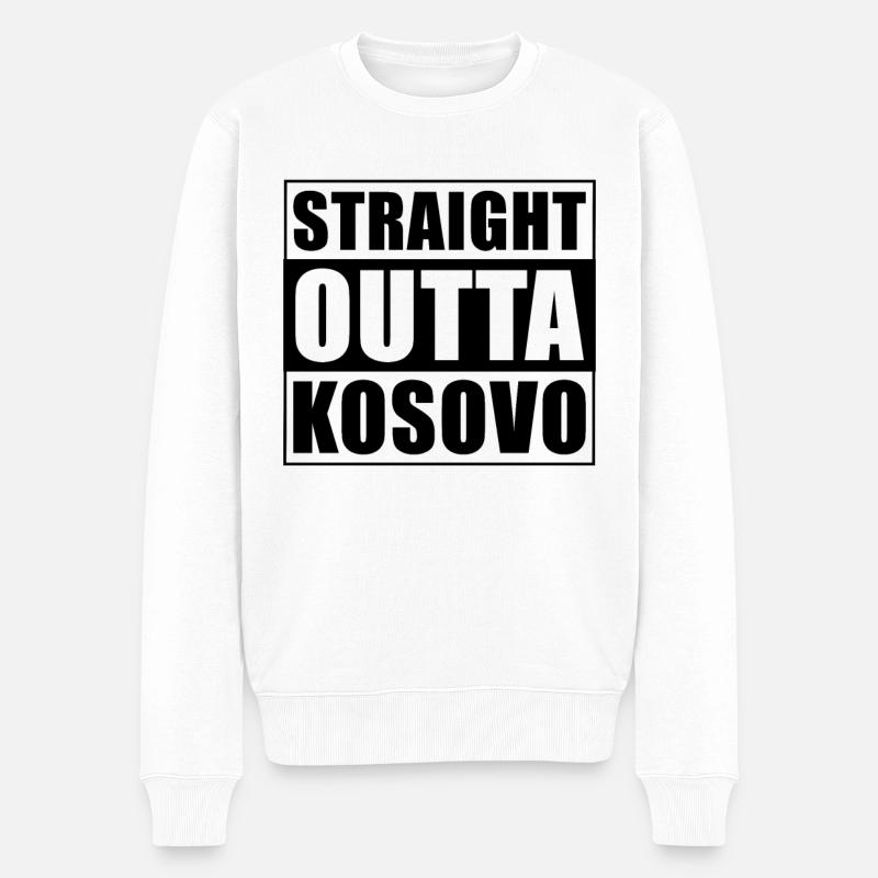 Straight outta Kosovo - Männer Premium Bio Pullover - Weiß
