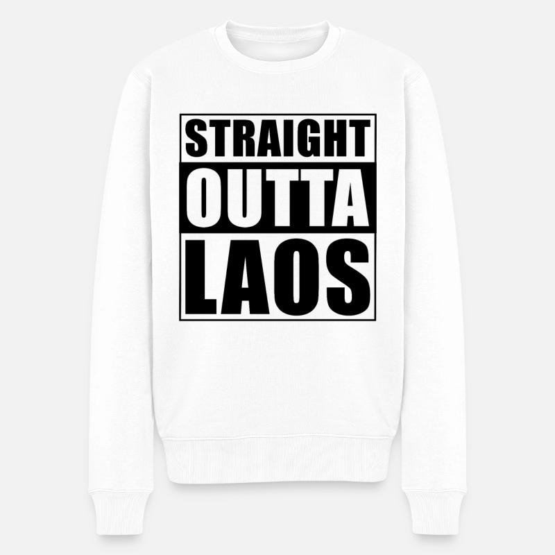 Straight outta Laos - Männer Premium Bio Pullover - Weiß