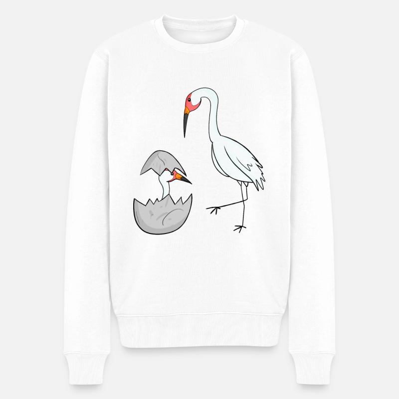 Grue avec grue pour bébé - Pull Premium bio Homme - blanc