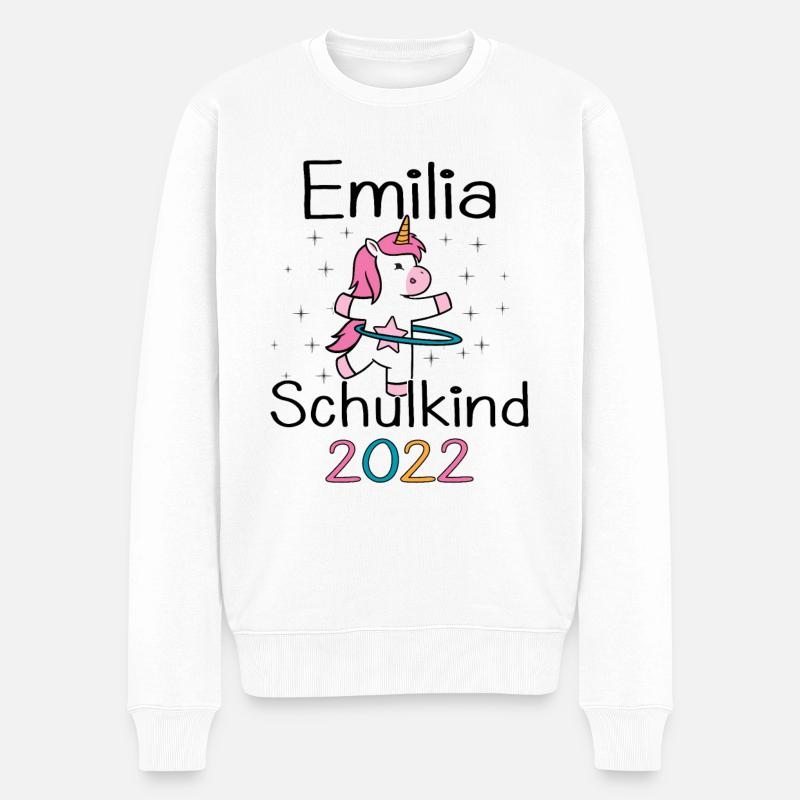 Einschulung 2022 Emilia Einhorn Erstklässler 2022 - Männer Premium Bio Pullover - Weiß