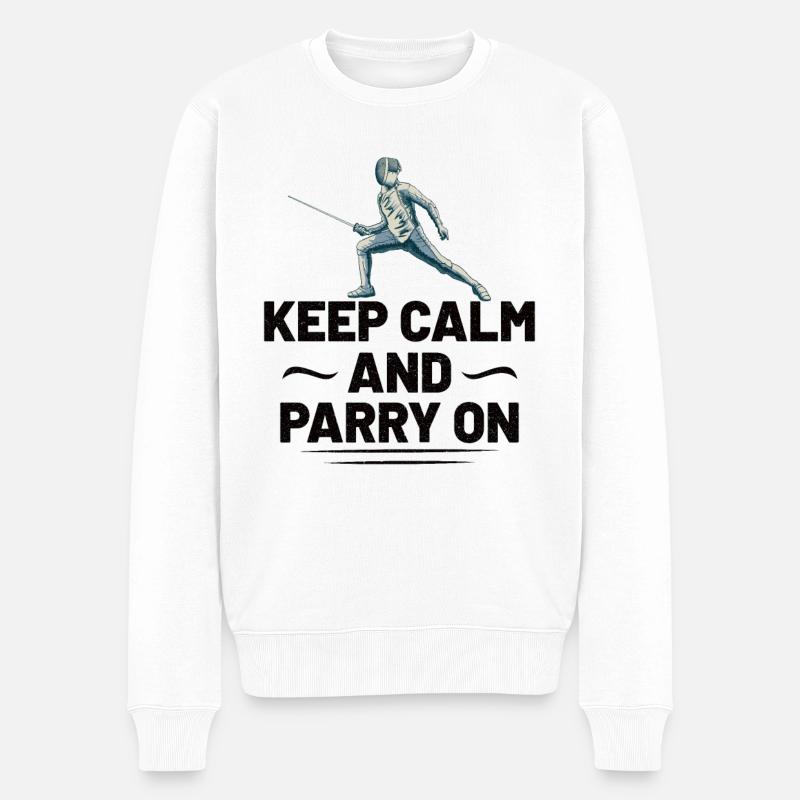 Fencing Fencer Fence - Männer Premium Bio Pullover - Weiß