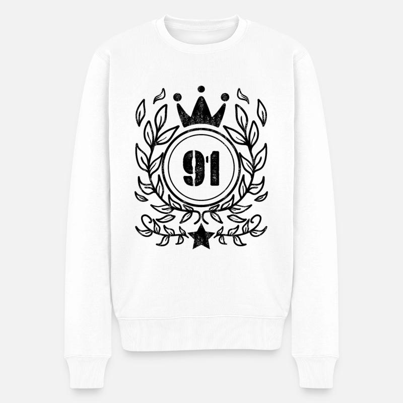 91 - 1991 - Männer Premium Bio Pullover - Weiß