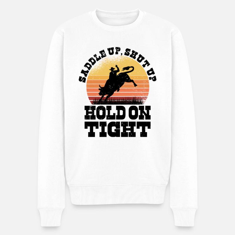 Rodeo Western Cowboy Wilder Westen Retro Pferd - Männer Premium Bio Pullover - Weiß