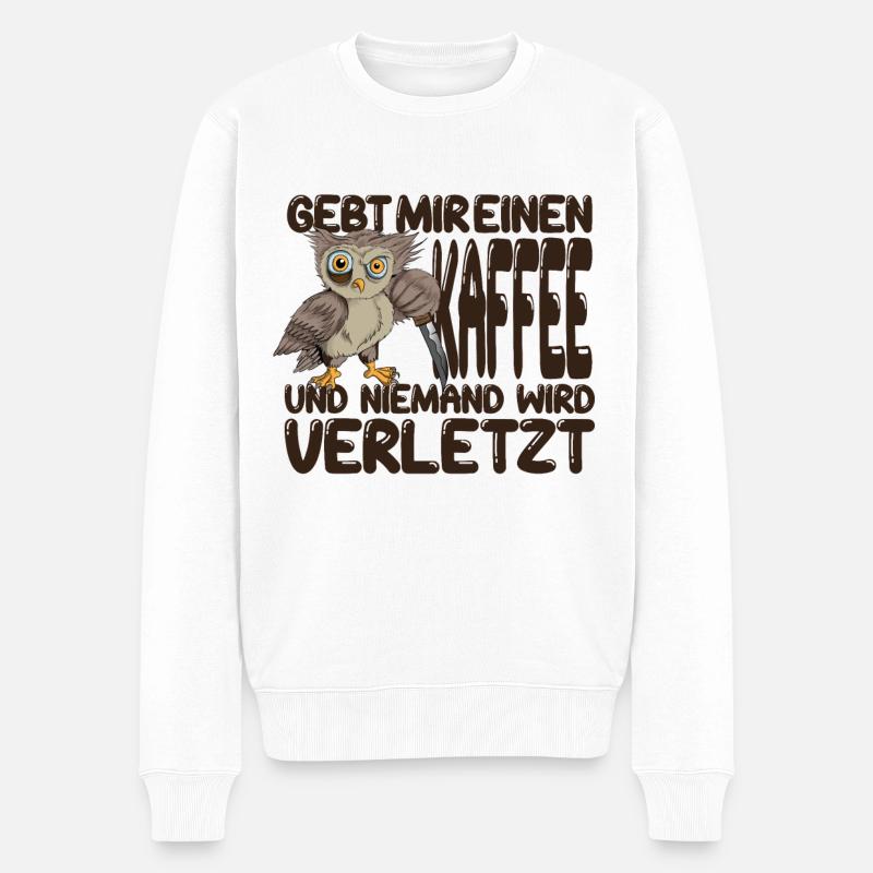 Eule Barista Lebensretter Kaffee Coffee Cappuccino - Männer Premium Bio Pullover - Weiß