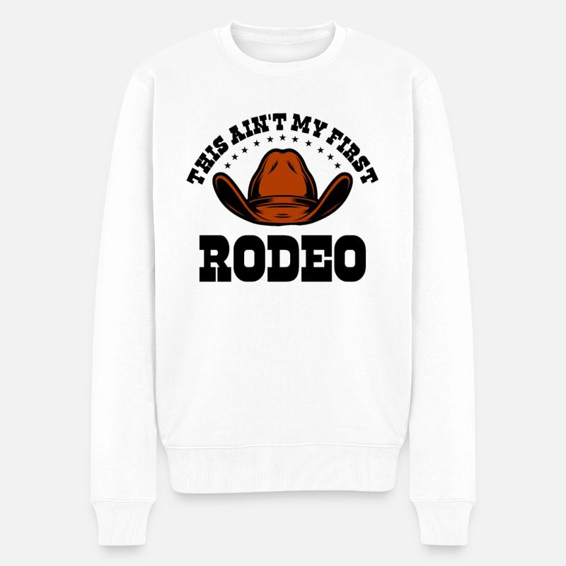 Rodeo Western Cowboy Wilder Westen Retro Pferd - Männer Premium Bio Pullover - Weiß