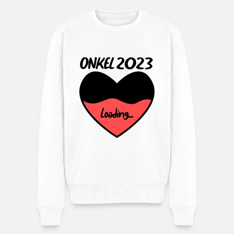 Onkel 2023 herz loading - Männer Premium Bio Pullover - Weiß