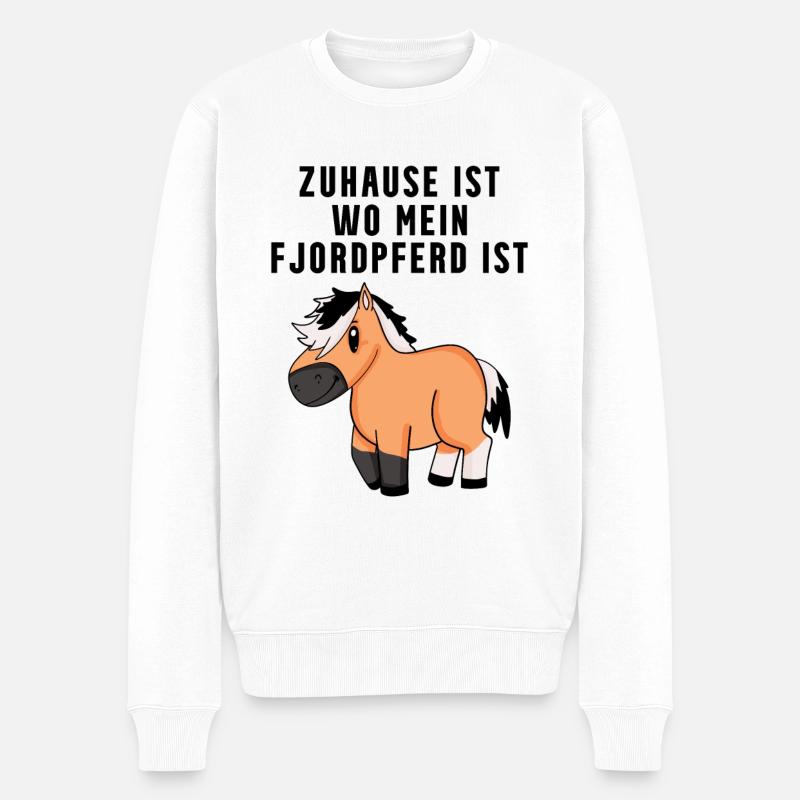 Norwegisches Fjordpferd Pferd Hauspferd Pferde - Männer Premium Bio Pullover - Weiß