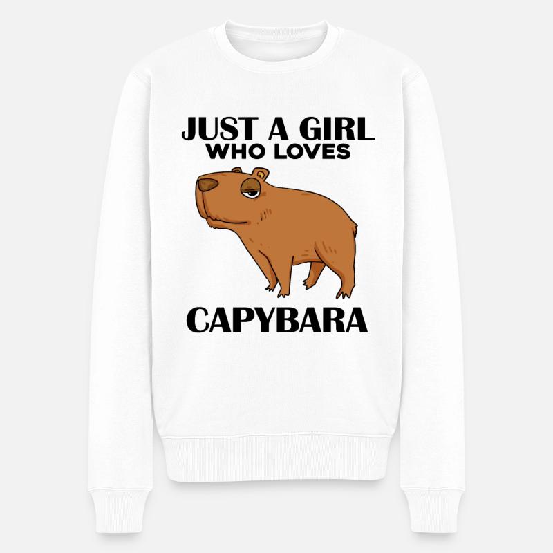 Capybara Mädchen Spruch - Männer Premium Bio Pullover - Weiß