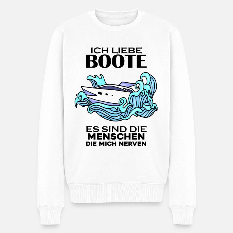 Motorboot Kapitän - Männer Premium Bio Pullover - Weiß