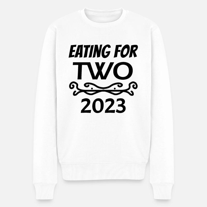 Zwillinge Schwanger Schwangerschaft 2023 - Männer Premium Bio Pullover - Weiß