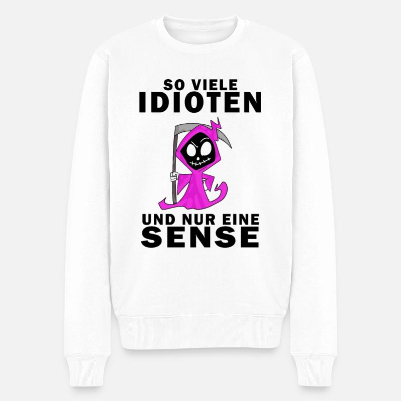 Sensenmann Damen Sarkastisch Provokation - Männer Premium Bio Pullover - Weiß
