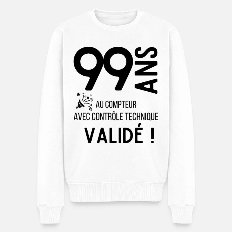 99 ans validé - Pull Premium bio Homme - blanc