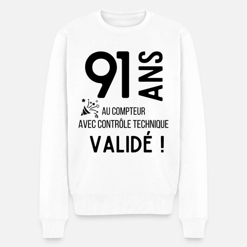 91 ans validé - Pull Premium bio Homme - blanc