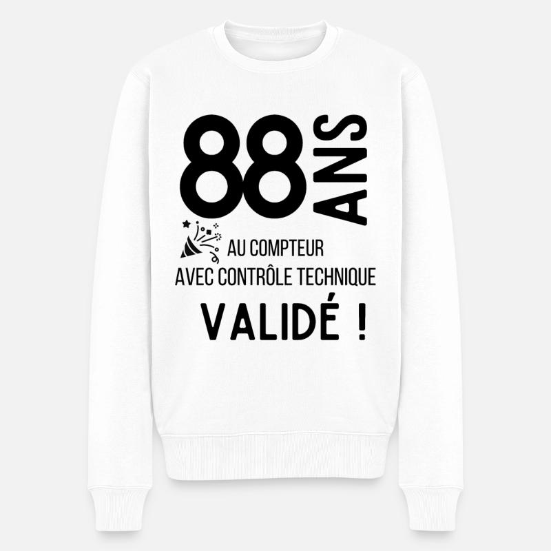 88 ans validé - Pull Premium bio Homme - blanc
