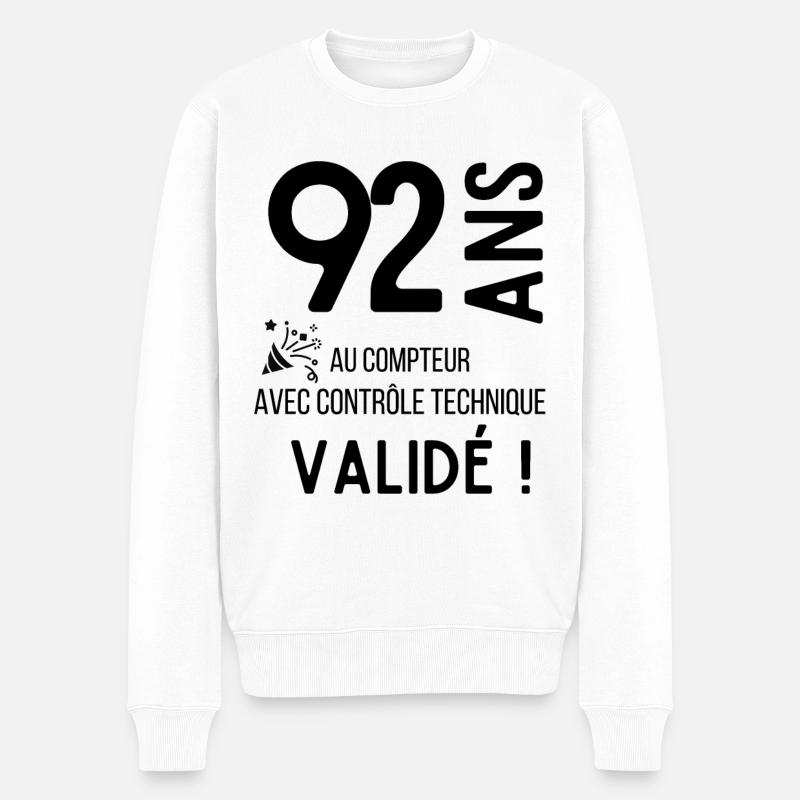 92 ans validé - Pull Premium bio Homme - blanc
