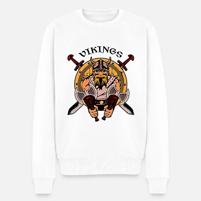Wikingerkrieger - Männer Premium Bio Pullover - Weiß