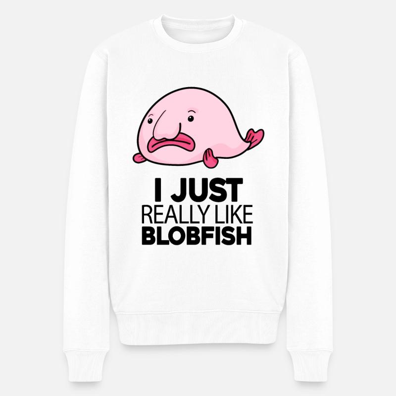 Blobfisch Fisch - Männer Premium Bio Pullover - Weiß