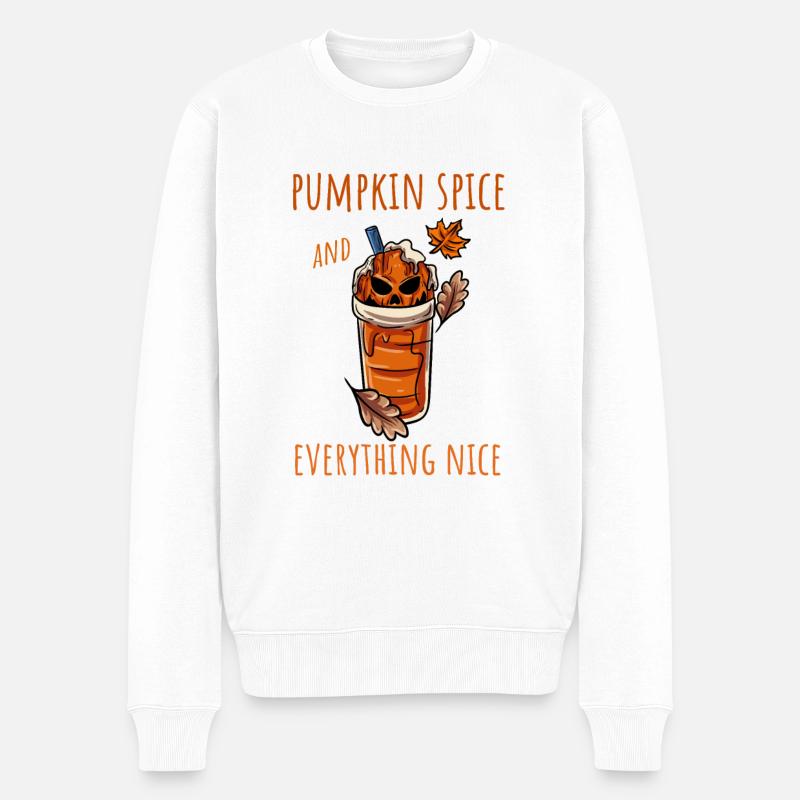 Kürbis Herbst Halloween - Männer Premium Bio Pullover - Weiß