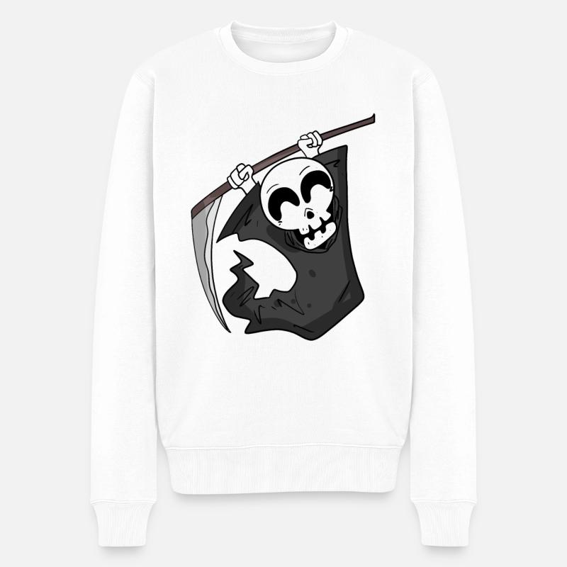 Sensenmann freut sich - Männer Premium Bio Pullover - Weiß