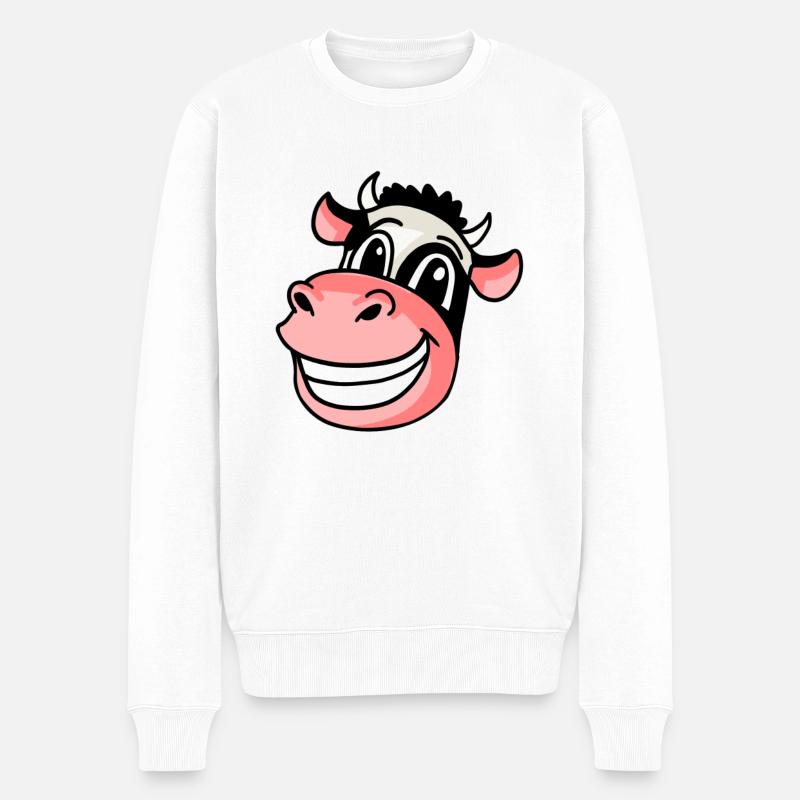 Kopf Tier Kuh - Männer Premium Bio Pullover - Weiß