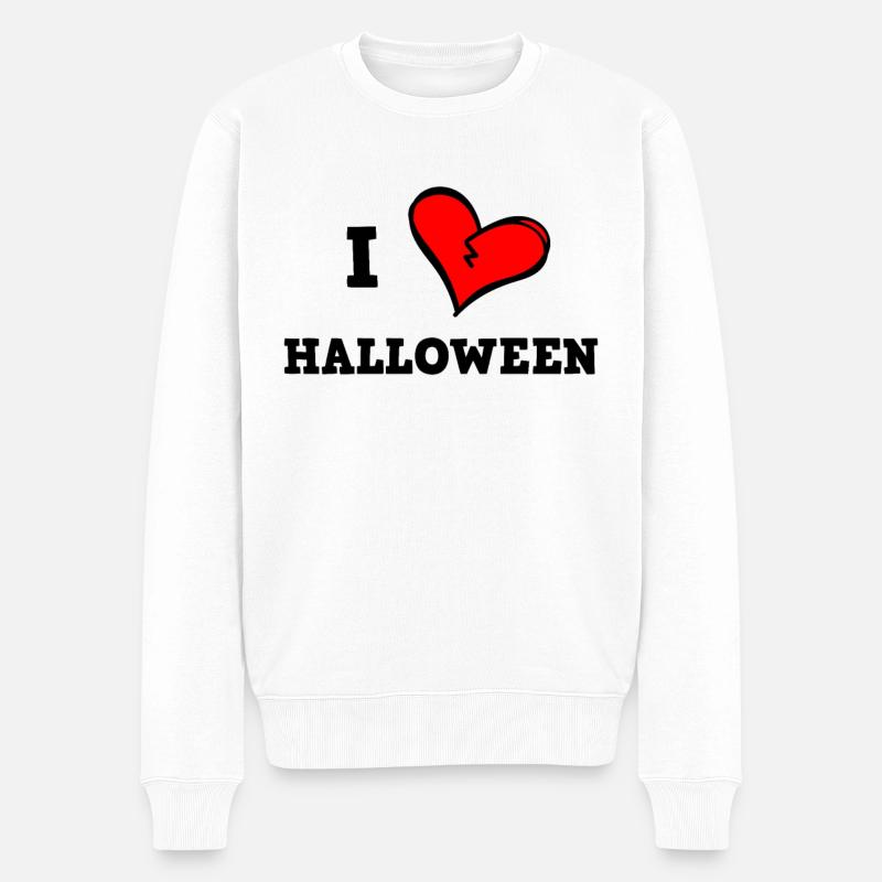Ich liebe Halloween - Männer Premium Bio Pullover - Weiß