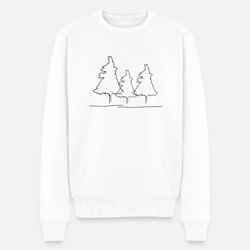 Baum Lineart - Männer Premium Bio Pullover - Weiß