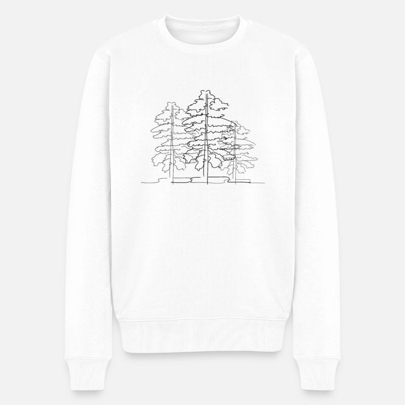Baum Wald Lineart - Männer Premium Bio Pullover - Weiß