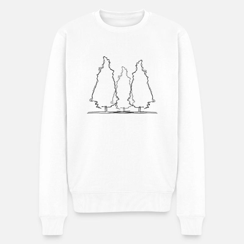 Baum Wald Lineart - Männer Premium Bio Pullover - Weiß