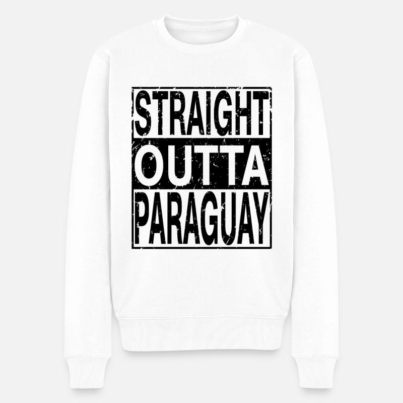Paraguay Straight outta Paraguay - Männer Premium Bio Pullover - Weiß