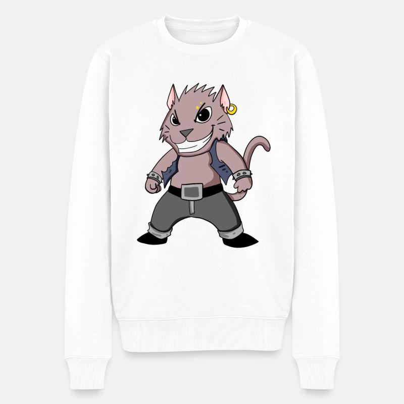 Chat cool - Pull Premium bio Homme - blanc