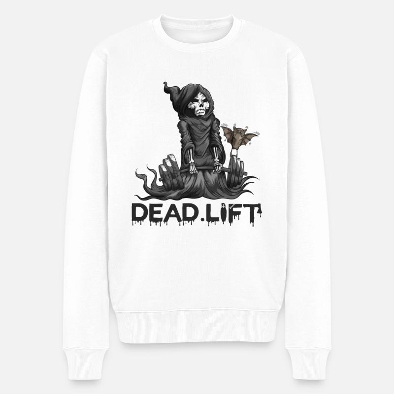 Sport Motivation Sensenmann Skelett Dead.Lift - Männer Premium Bio Pullover - Weiß