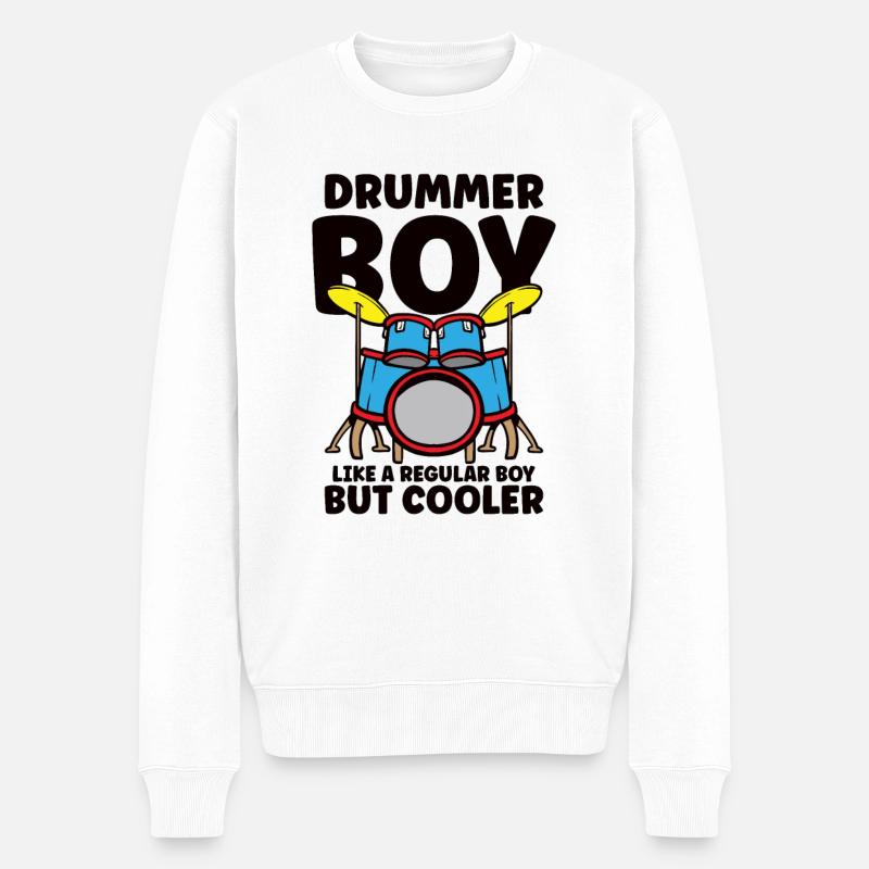 Schlagzeuger Drums Music Drum Set Drumming - Männer Premium Bio Pullover - Weiß