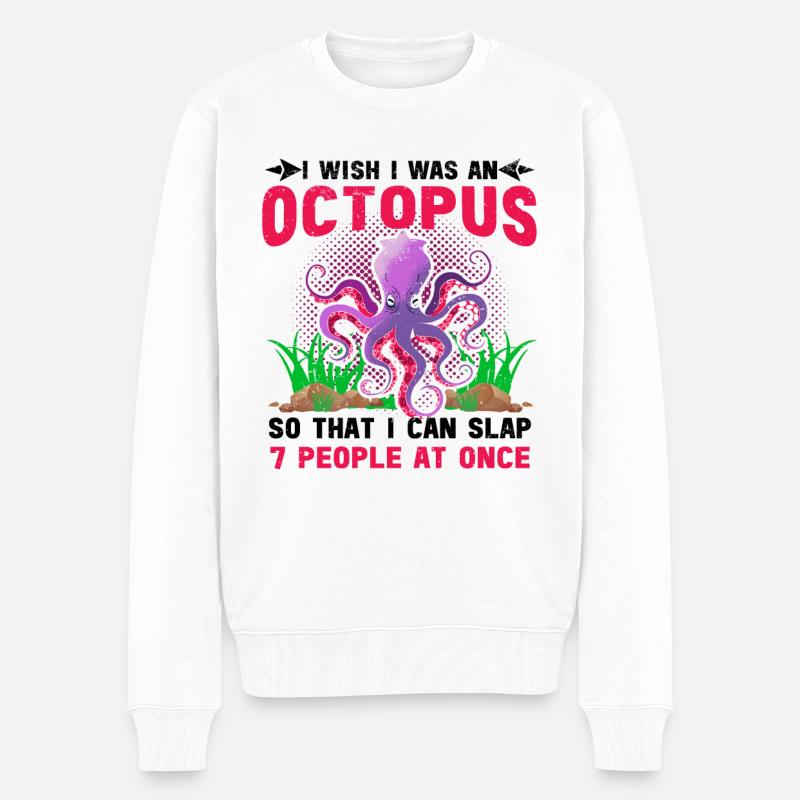 Tintenfisch Krake Oktopus Meer Tentakel Kraken - Männer Premium Bio Pullover - Weiß