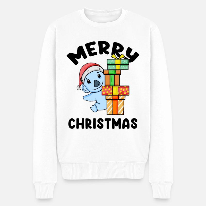 Frohe Weihnachten Koala - Männer Premium Bio Pullover - Weiß