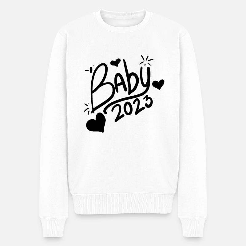 Bébé 2023 Grossesse Enceinte - Pull Premium bio Homme - blanc