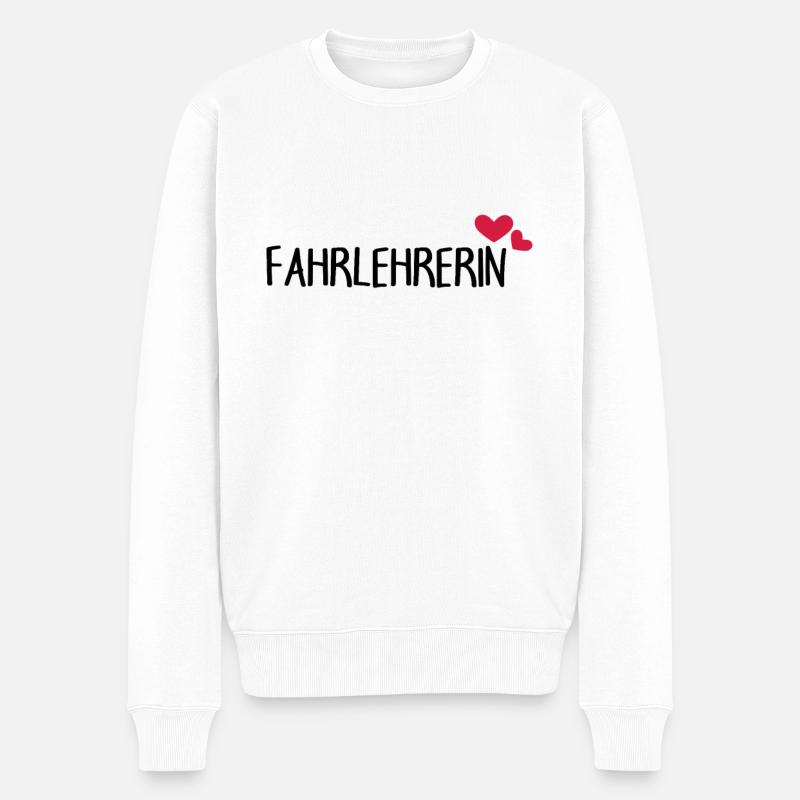 Fahrlehrerin Herz - Männer Premium Bio Pullover - Weiß