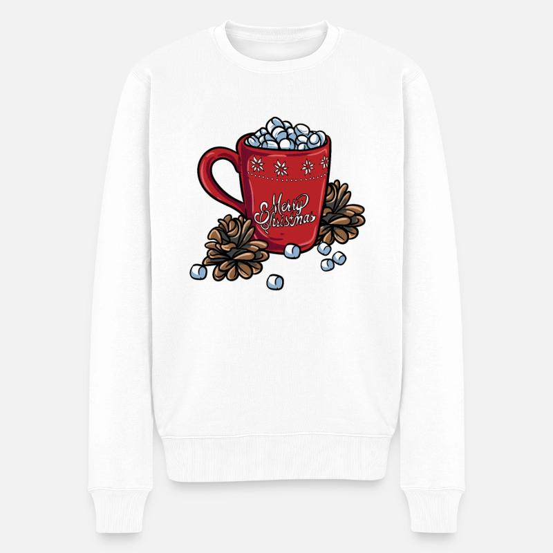 Tasse de chocolat chaud - Pull Premium bio Homme - blanc