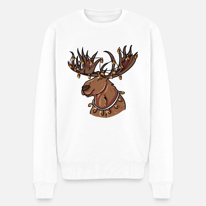 Elch Schweden - Männer Premium Bio Pullover - Weiß