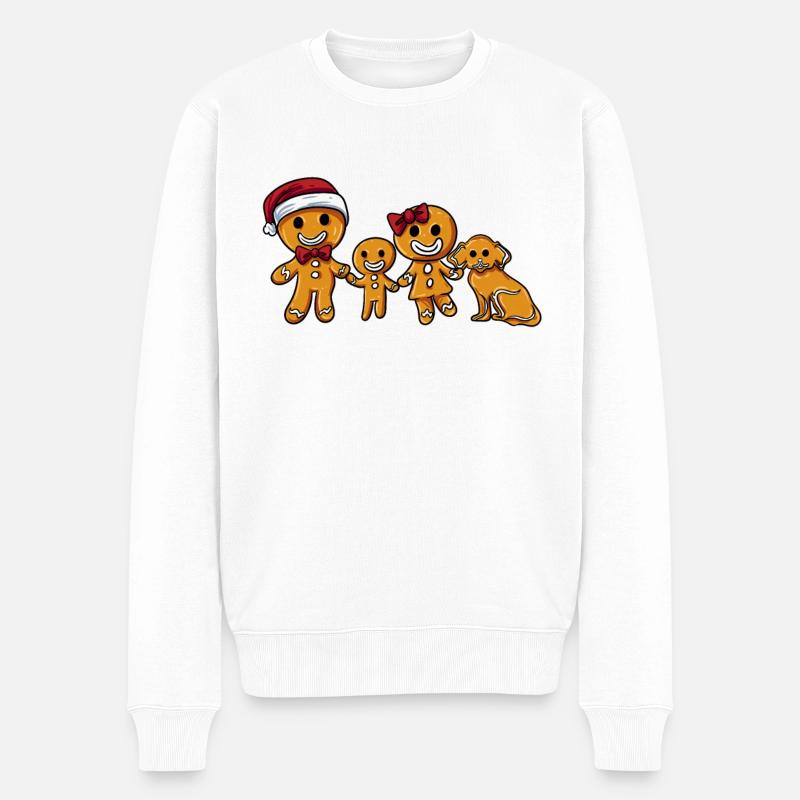 Lebkuchen Familie - Männer Premium Bio Pullover - Weiß