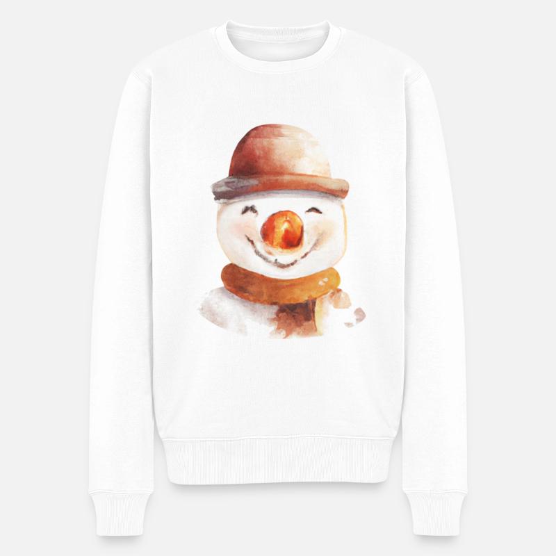 Schneemann Gesicht - Männer Premium Bio Pullover - Weiß