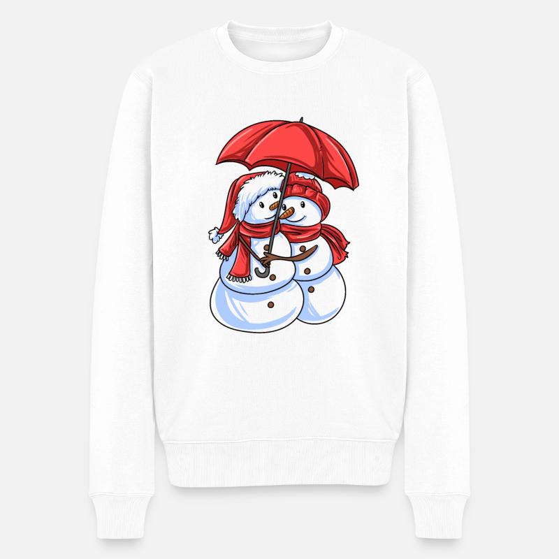 Schneemann Liebe - Männer Premium Bio Pullover - Weiß