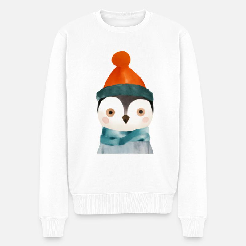 Niedlicher Pinguin - Männer Premium Bio Pullover - Weiß
