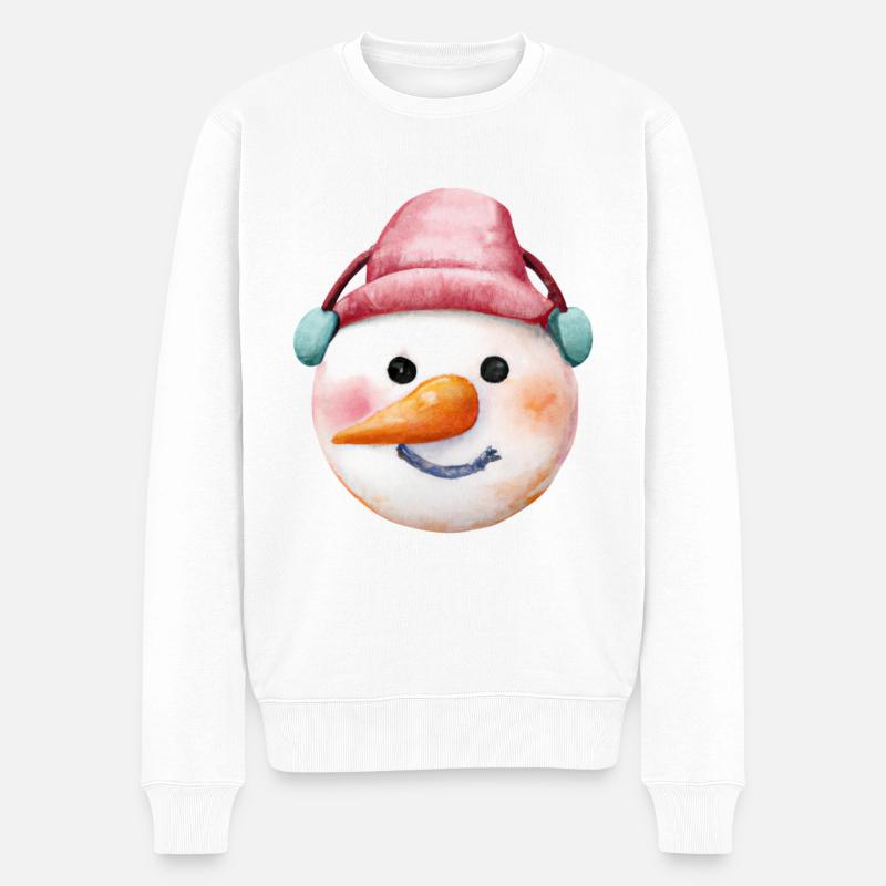 Schneemann - Männer Premium Bio Pullover - Weiß