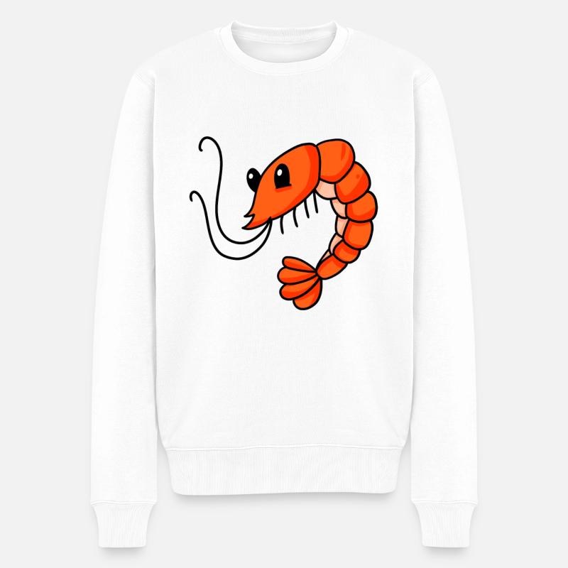 Garnele Garnelen - Männer Premium Bio Pullover - Weiß