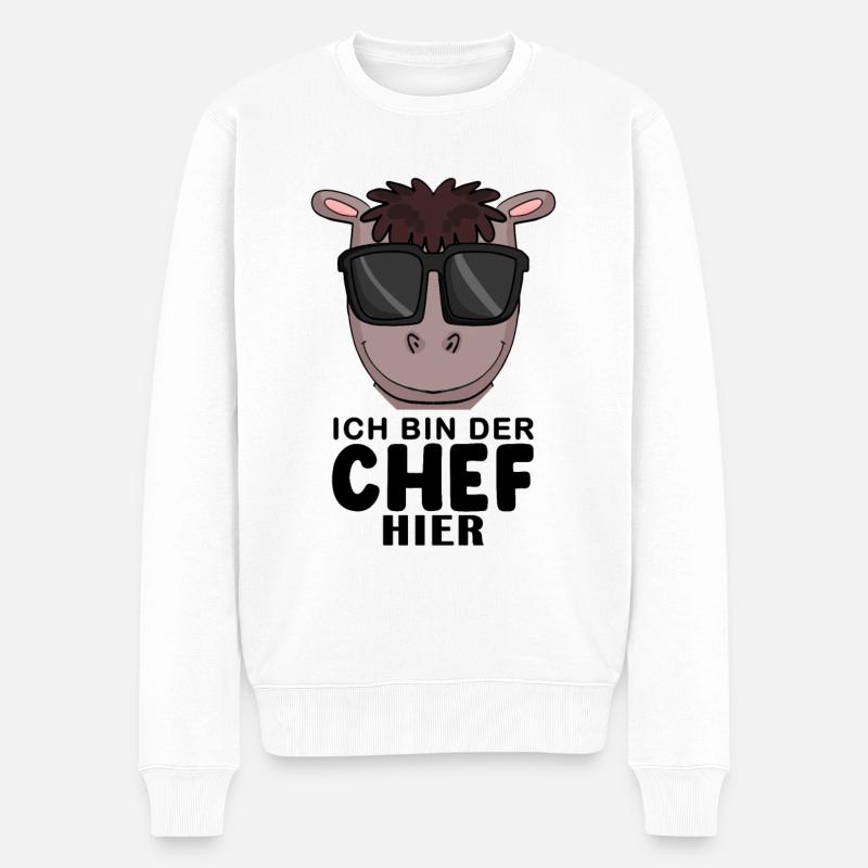 Cool Pferd Chef Spruch - Männer Premium Bio Pullover - Weiß