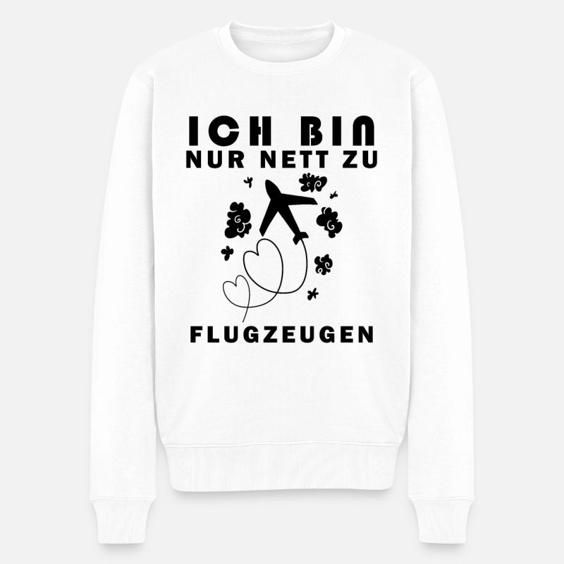 Flugzeug Spruch Geschenk - Männer Premium Bio Pullover - Weiß