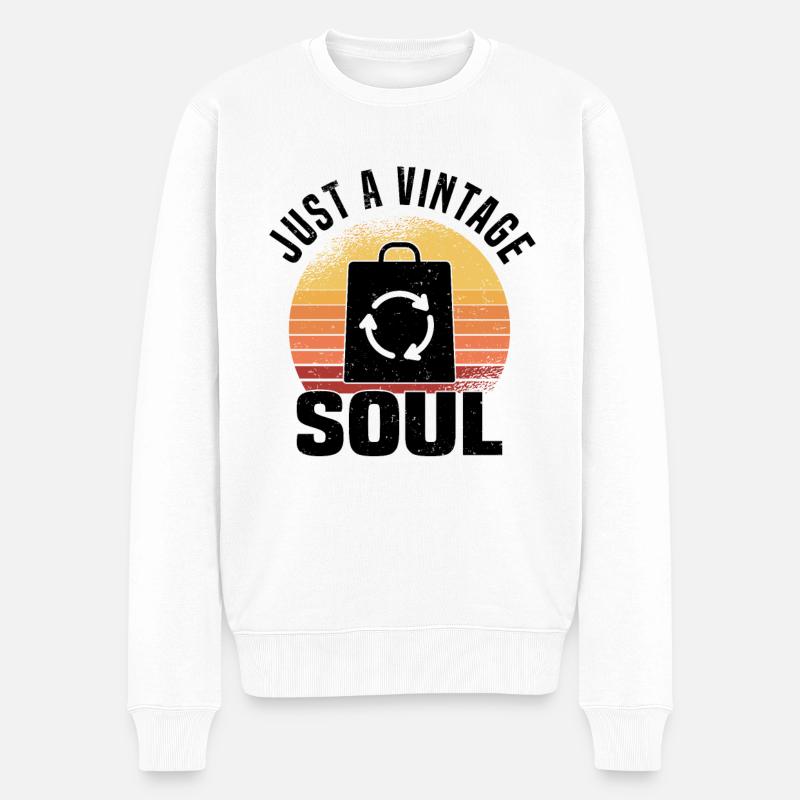 Secondhandladen Secondhand Öko Hipster Gebraucht - Männer Premium Bio Pullover - Weiß