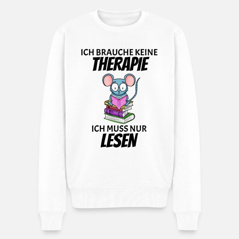 Lesen Buch Bücher Leser Geschenk - Männer Premium Bio Pullover - Weiß